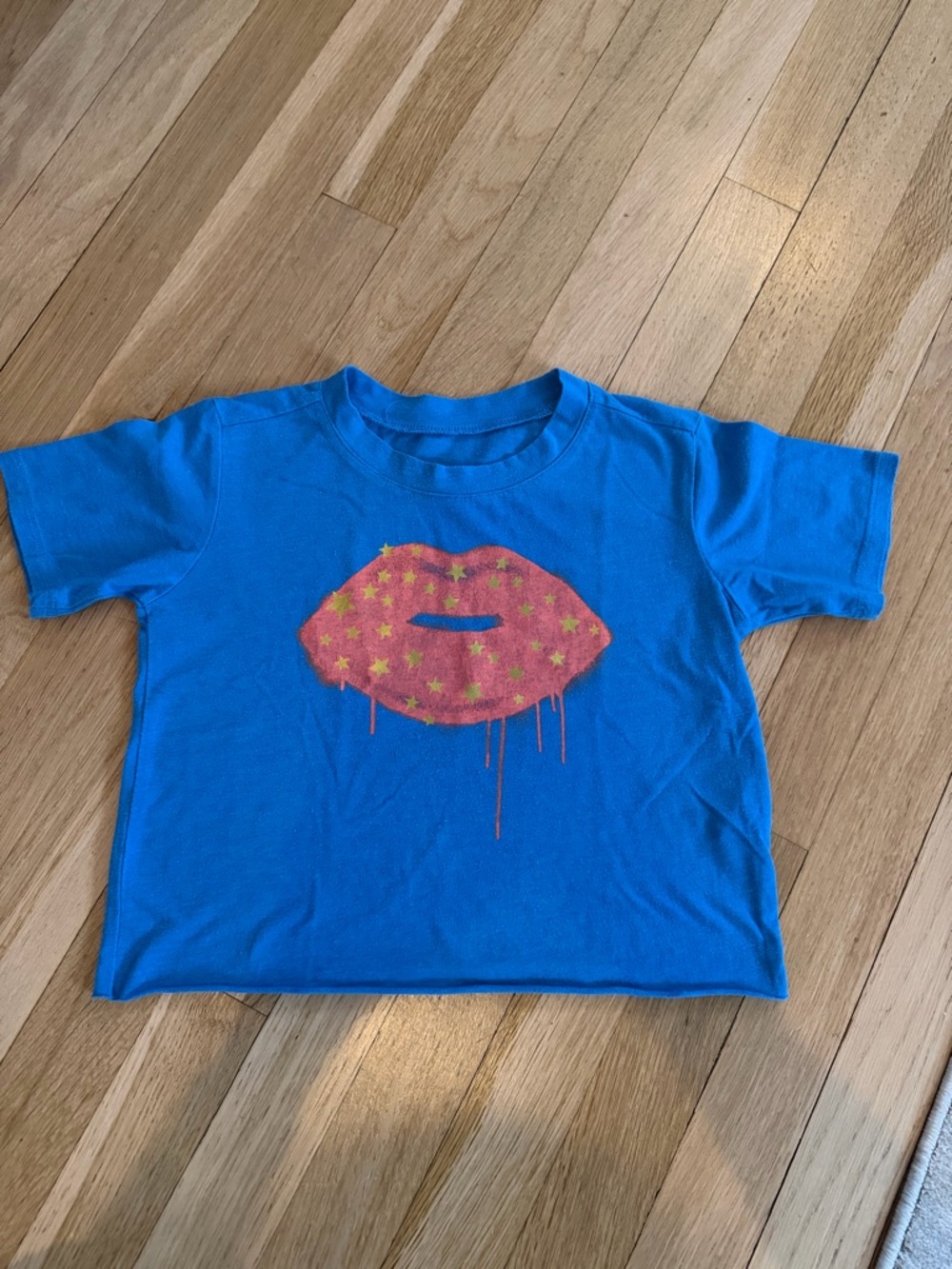 Chaser Blue Tee with Pink Lips and Yellow Stars